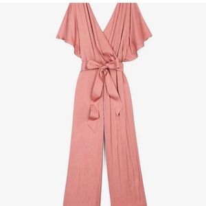 Express Blush Pink Wrap Jumpsuit